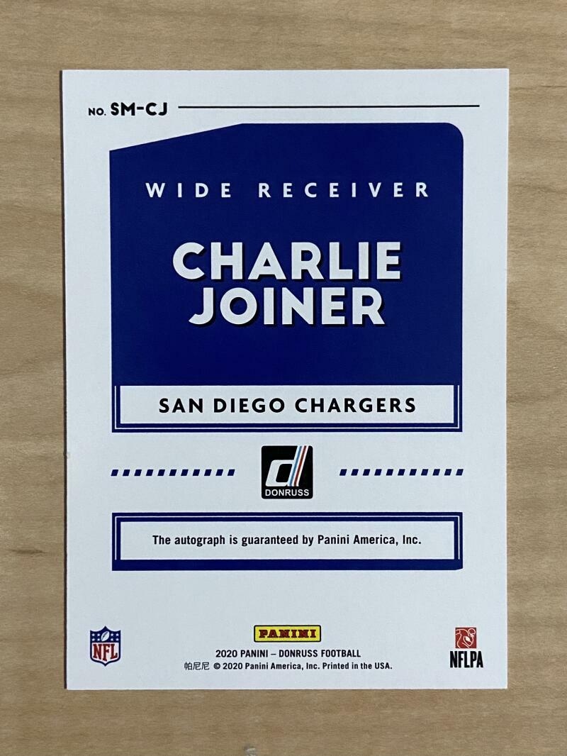 2020 DONRUSS FOOTBALL CHARLIE JOINER SIGNED CARD SM-CJ /50 