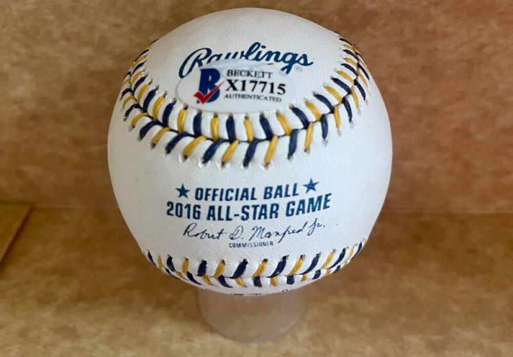 MARCELL OZUNA BRAVES/MARLINS SIGNED 2016 ALL STAR BASEBALL BECKETT AUTH
