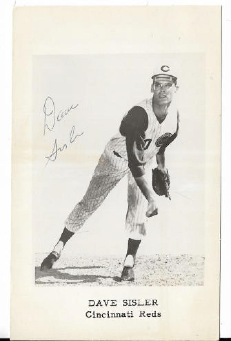 DAVE SISLER CINCINNATI REDS DECEASED SIGNED AUTO VINTAGE 3X5 PHOTO CARD W/COA 