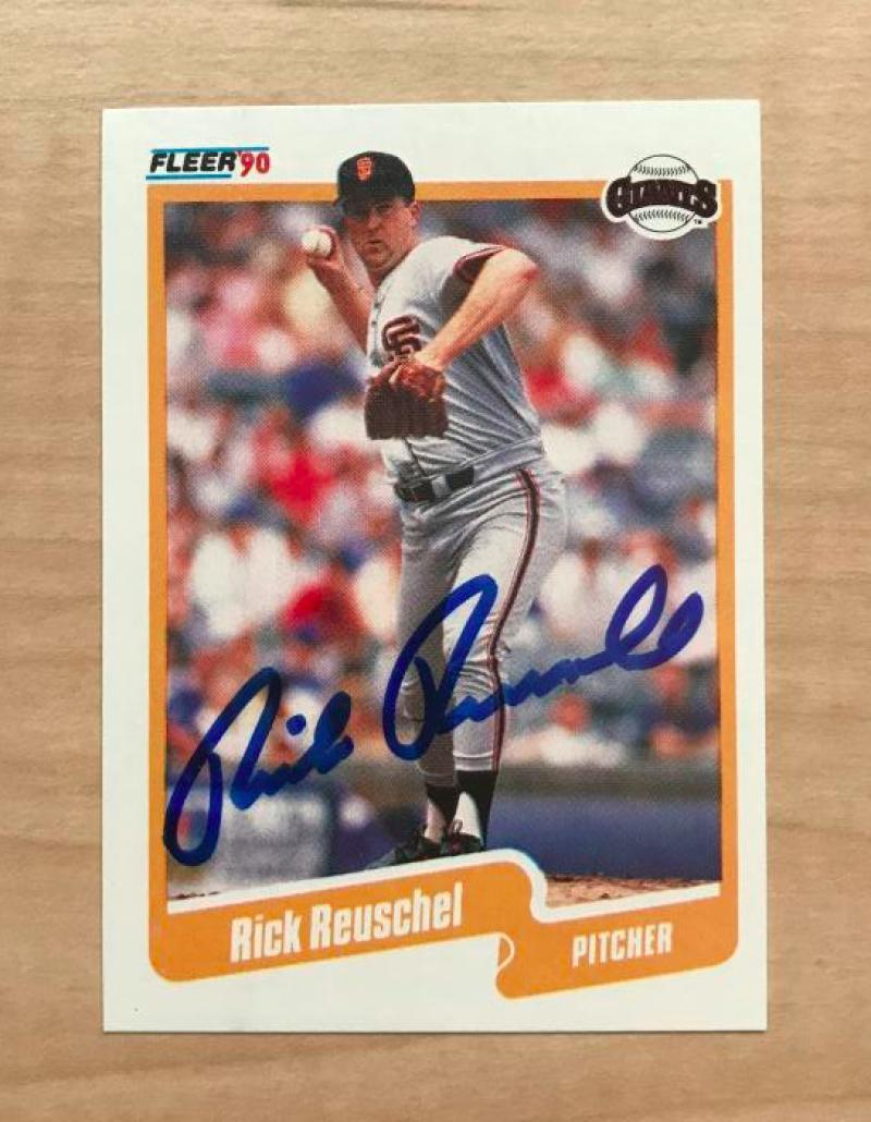 RICK REUSCHEL SAN FRANCISCO GIANTS SIGNED AUTOGRAPHED 1990 FLEER CARD #68 W/COA 