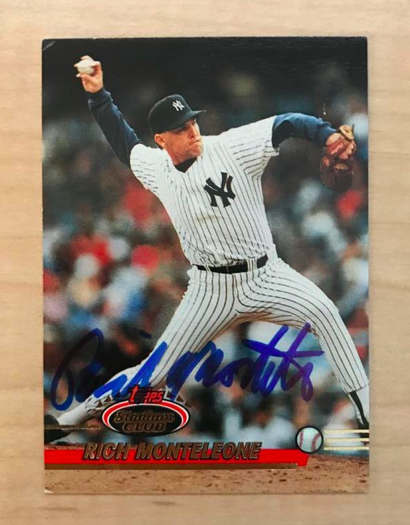 RICH MONTELEONE NEW YORK YANKEES SIGNED AUTOGRAPHED 1993 TOPPS STADIUM CLUB CARD
