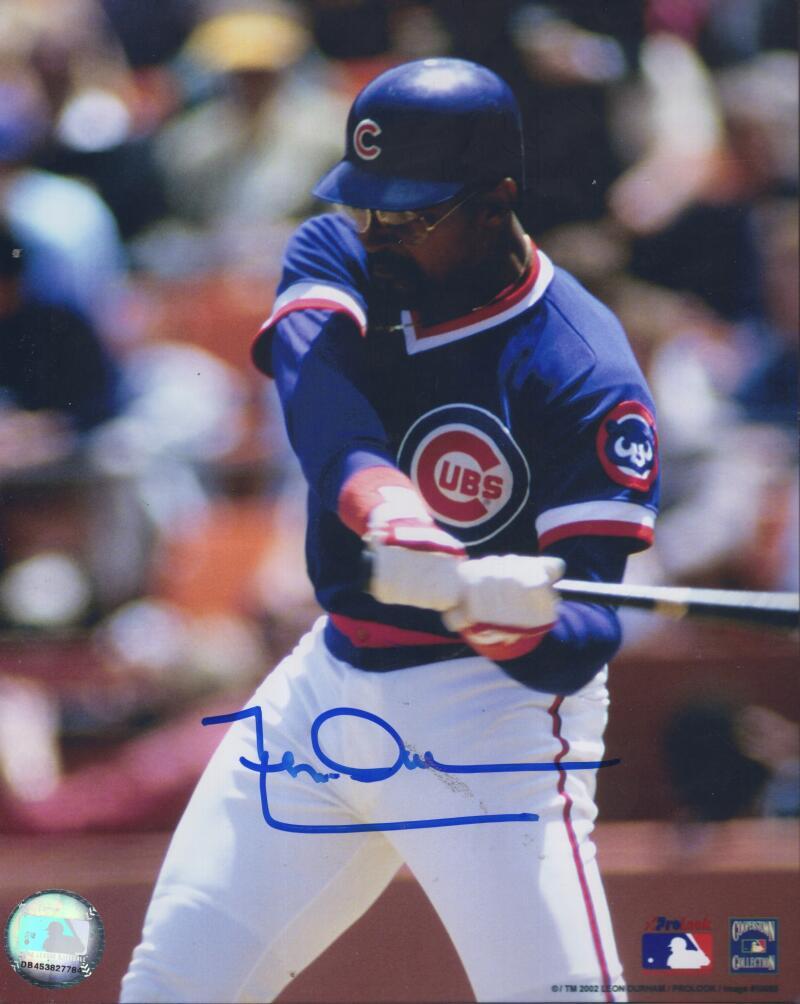 LEON DURHAM CUBS SIGNED AUTOGRAPHED 8X10 PHOTO W/ COA