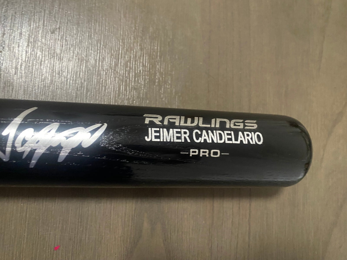 JEIMER CANDELARIO CINCINNATI REDS SIGNED AUTO RAWLINGS ENGRAVED BLACK BAT JSA *