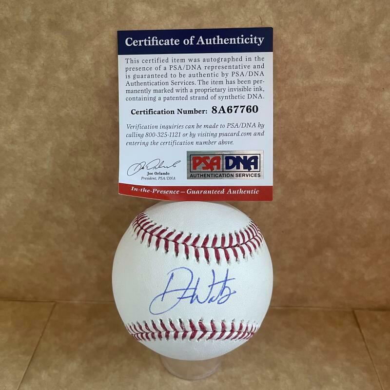 DREW WATERS ATLANTA BRAVES SIGNED AUTOGRAPHED M.L. BASEBALL PSA 8A67760