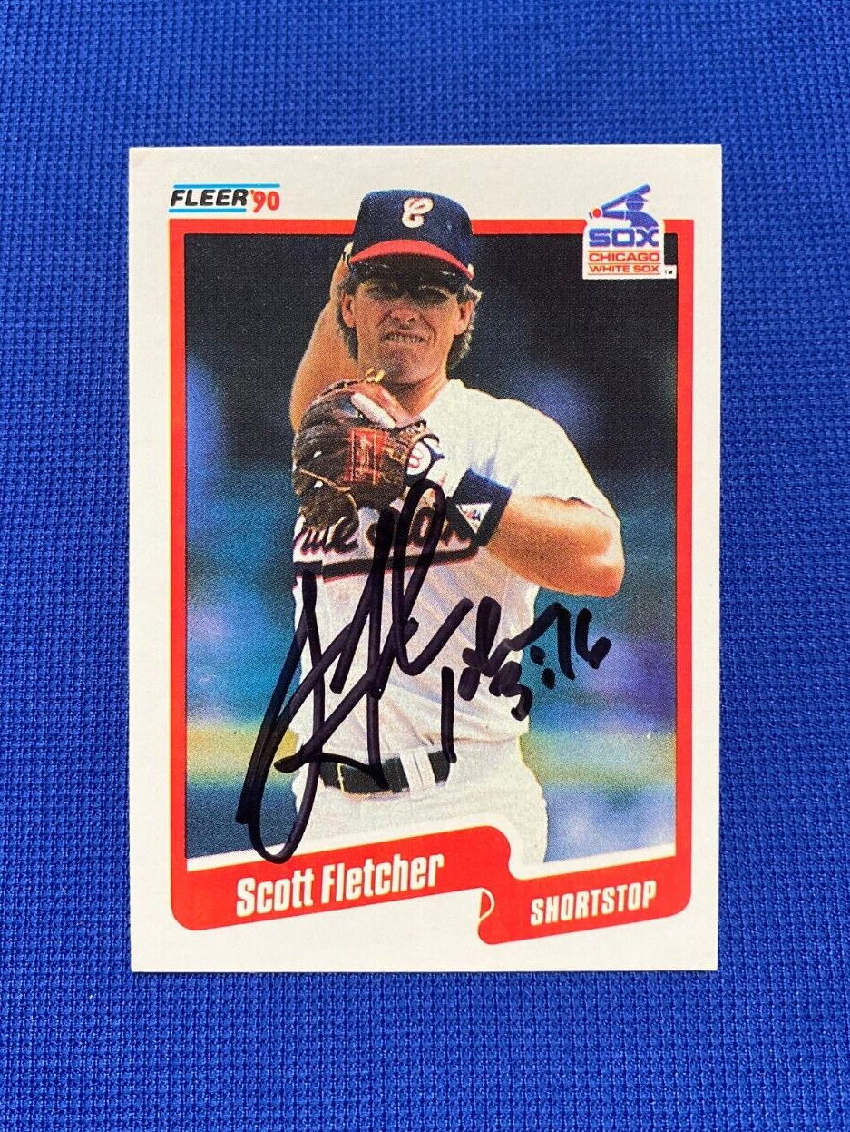 1990 FLEER SCOTT FLETCHER CHICAGO WHTIE SOX SIGNED AUTOGRAPHED CARD #531 W/COA
