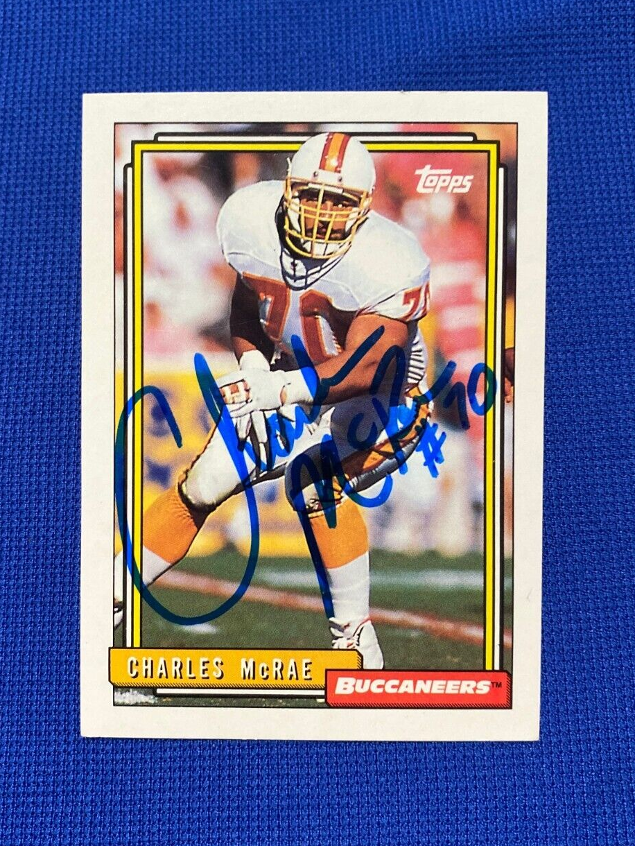 1992 TOPPS CHARLES MCRAE TB BUCCANEERS SIGNED AUTOGRAPHED AUTO CARD #309 W/COA