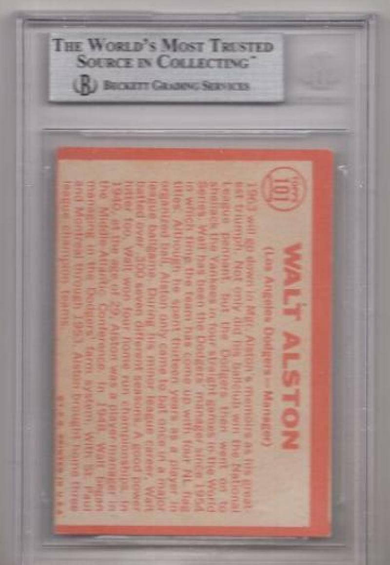 1964 TOPPS WALT ALSTON SIGNED CARD BECKETT AUTHENTIC AUTOGRAPH