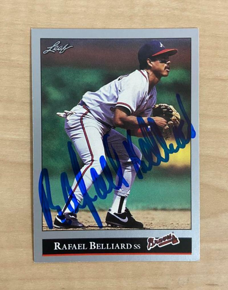 RAFAEL BELLIARD ATLANTA BRAVES SIGNED AUTOGRAPHED 1992 LEAF CARD #310 W/COA