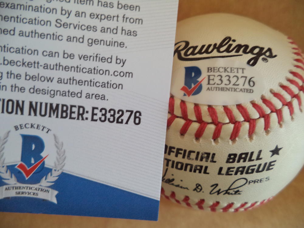 RED SCHOENDIENST CARDINALS GIANTS SIGNED AUTO VINTAGE N.L BASEBALL BECKETT E3327