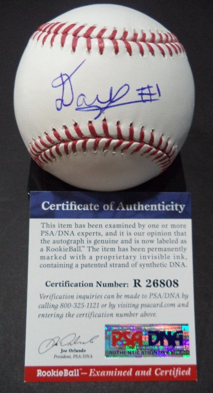 DANIEL CARBONELL GIANTS SIGNED M.L. BASEBALL "ROOKIE GRAPH"  PSA/DNA COA #R26808