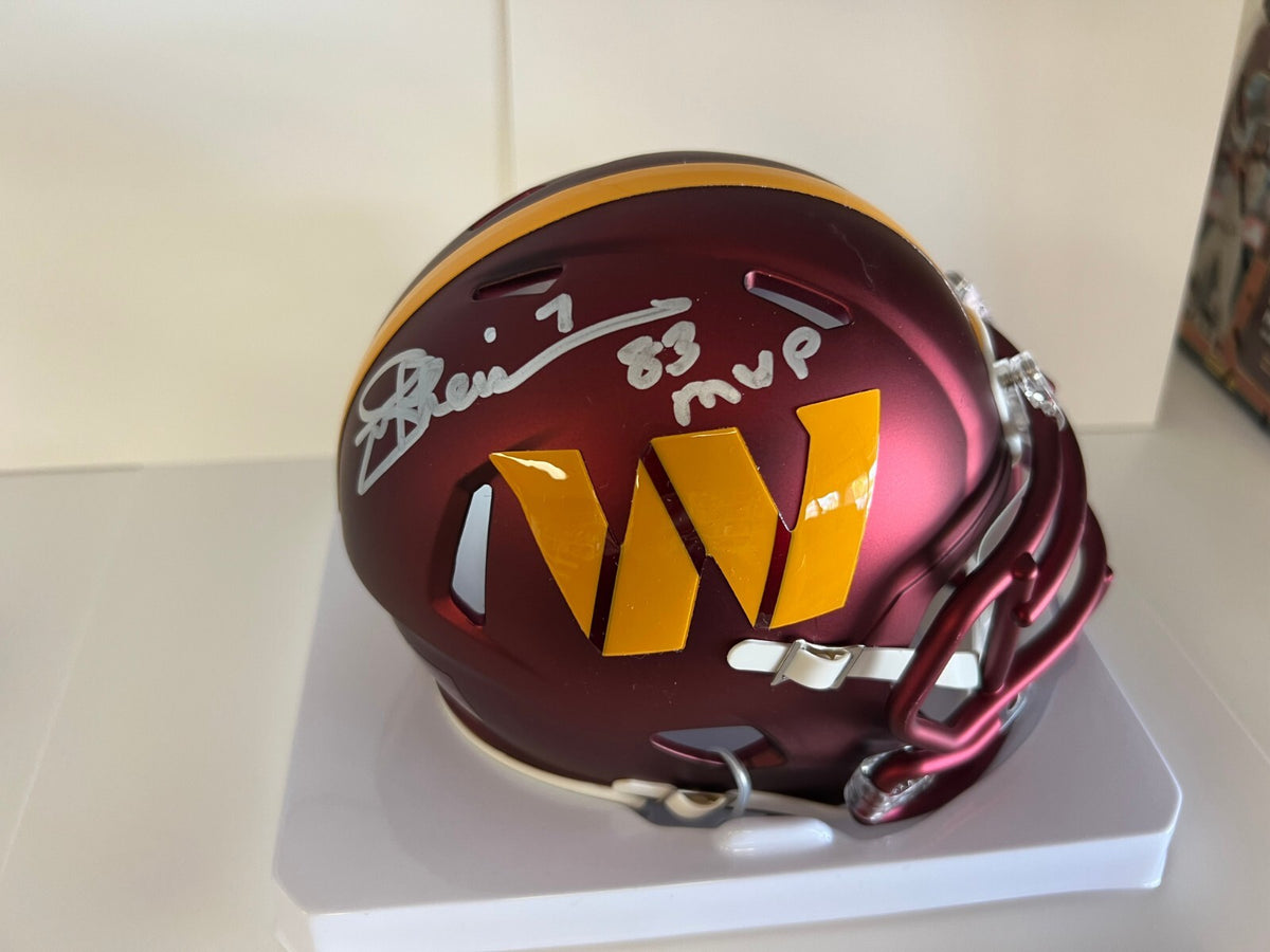 JOE THEISMANN 83 MVP REDSKINS SIGNED AUTOGRAPHED SPEED MINI HELMET JSA COA