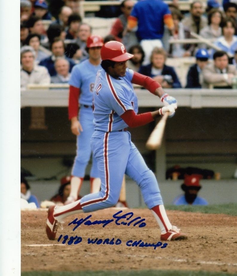 MANNY  TRILLO  PHILADELPHIA  PHILLIES 1980 WORLD CHAMPS   AT BAT SIGNED    8X10 