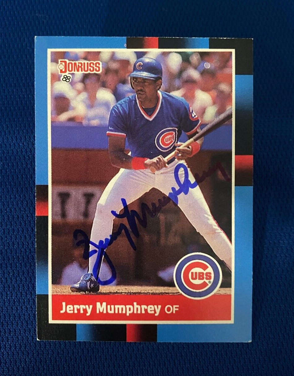 1988 DONRUSS JERRY MUMPHREY CHICAGO CUBS AUTOGRAPHED SIGNED CARD #447 W/COA