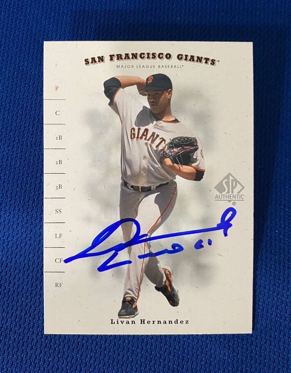 2001 SP AUTHENTIC LIVAN HERNANDEZ SF GIANTS AUTOGRAPHED SIGNED CARD #68 W/COA
