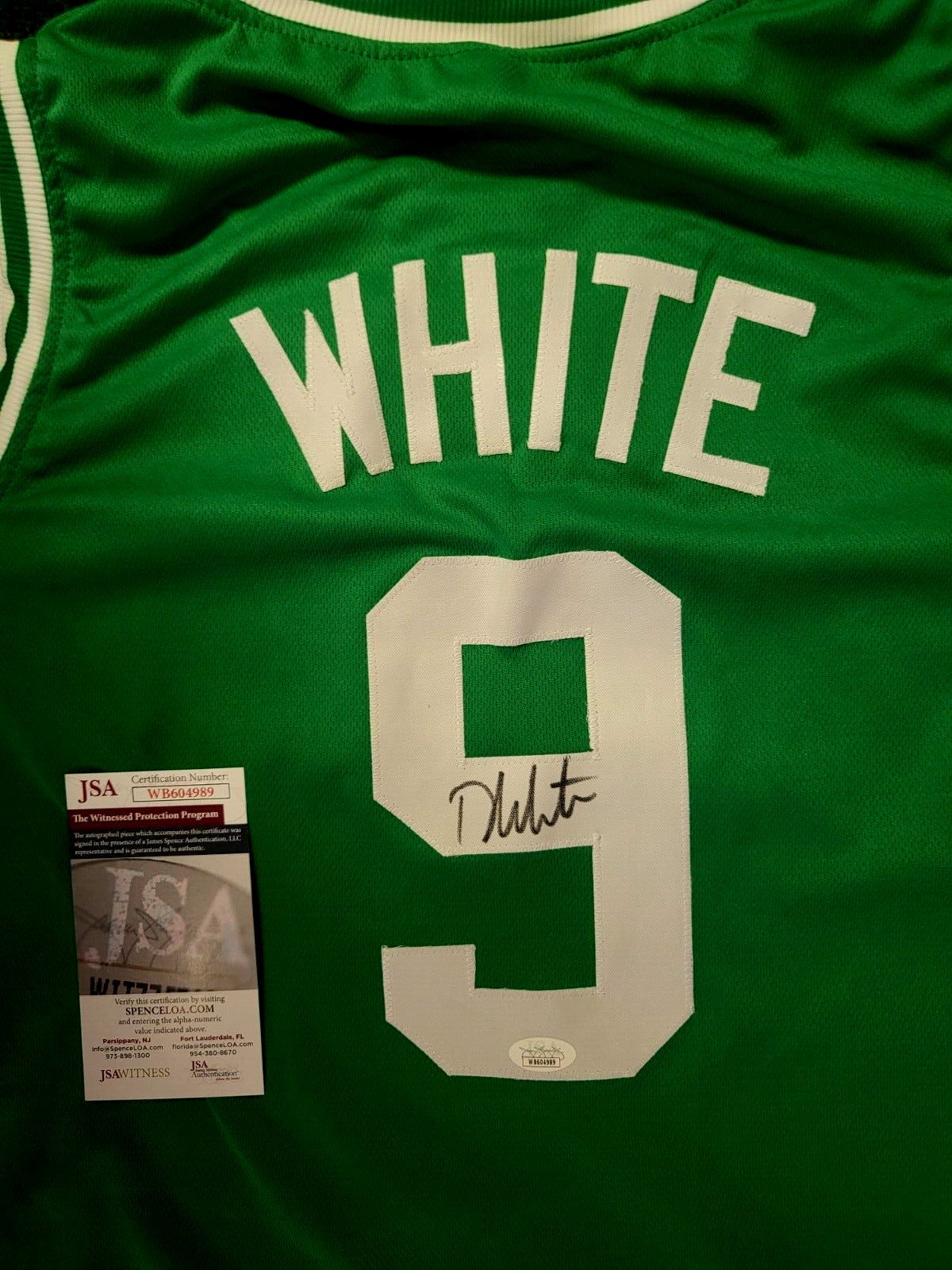 DERRICK WHITE #9 BOSTON CELTICS SIGNED AUTOGRAPH CUSTOM JERSEY SZ XL JSA COA **