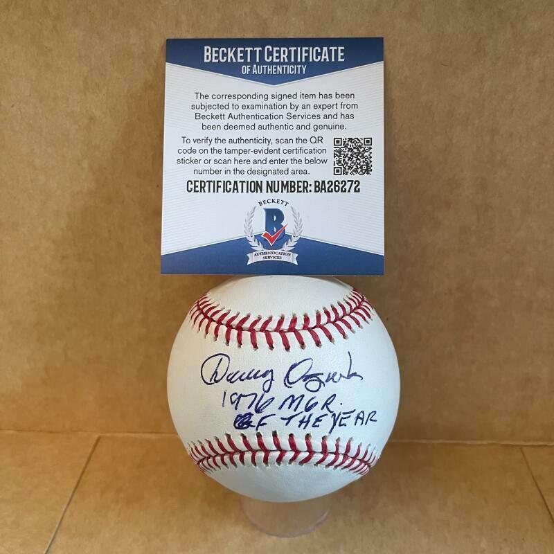 DANNY OZARK 1976 MGR OF THE YEAR SIGNED AUTOGRAPHED M.L. BASEBALL BAS BA26272