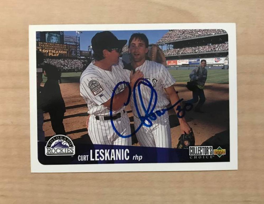 CURT LESKANIC COLORADO ROCKIES SIGNED AUTOGRAPHED 1996 UPPER DECK CARD#537 W/COA