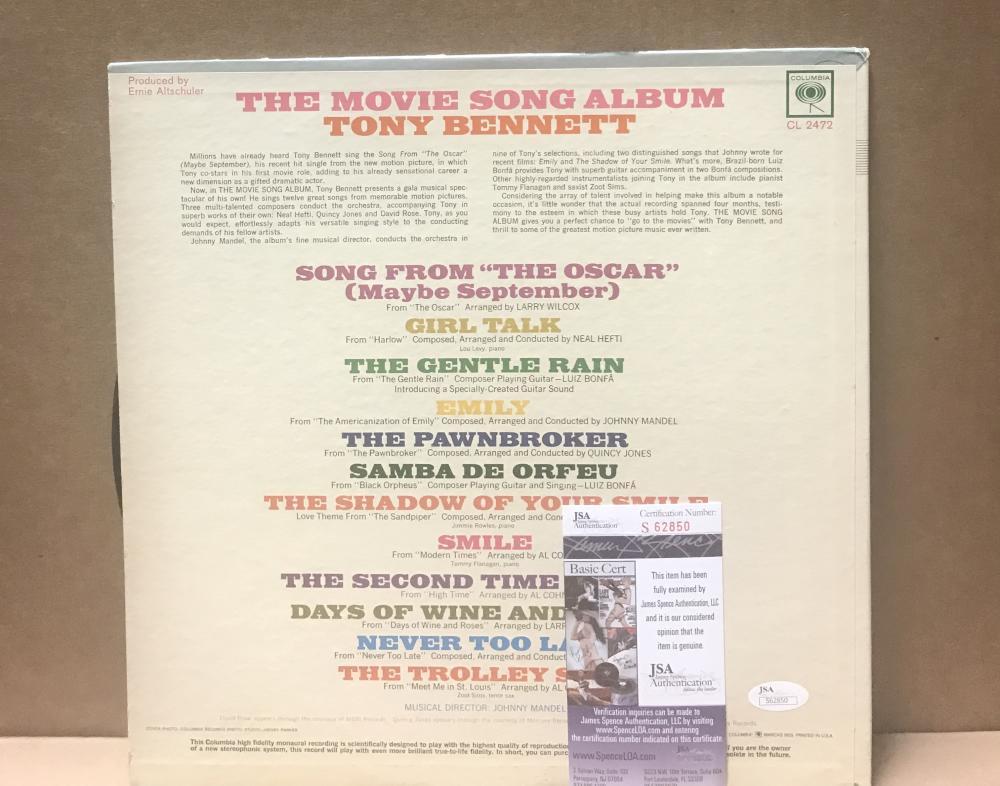 TONY BENNETT "THE MOVIE SONG ALBUM"  SIGNED VINYL LP RECORD JSA S62850
