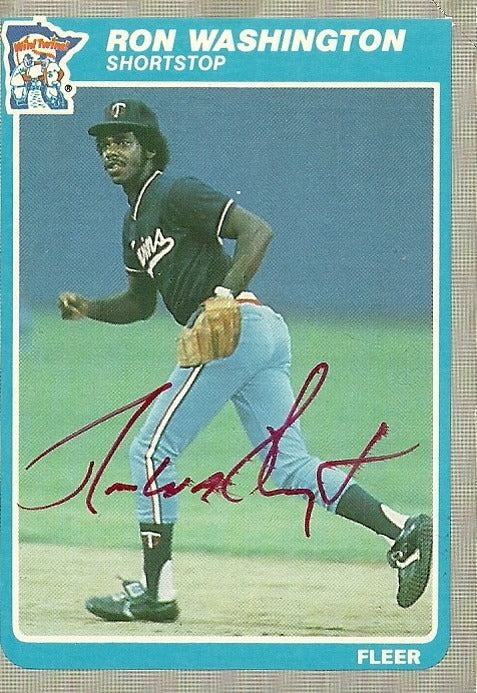 RON WASHINGTON MINNESOTA TWINS SIGNED AUTOGRAPHED 1985 FLEER CARD #292 W/COA