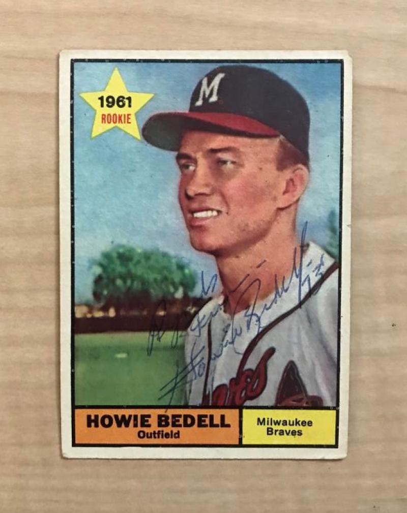 HOWIE BEDELL MILWAUKEE BRAVES SIGNED VINTAGE 1961 TOPPS CARD #353 W/COA