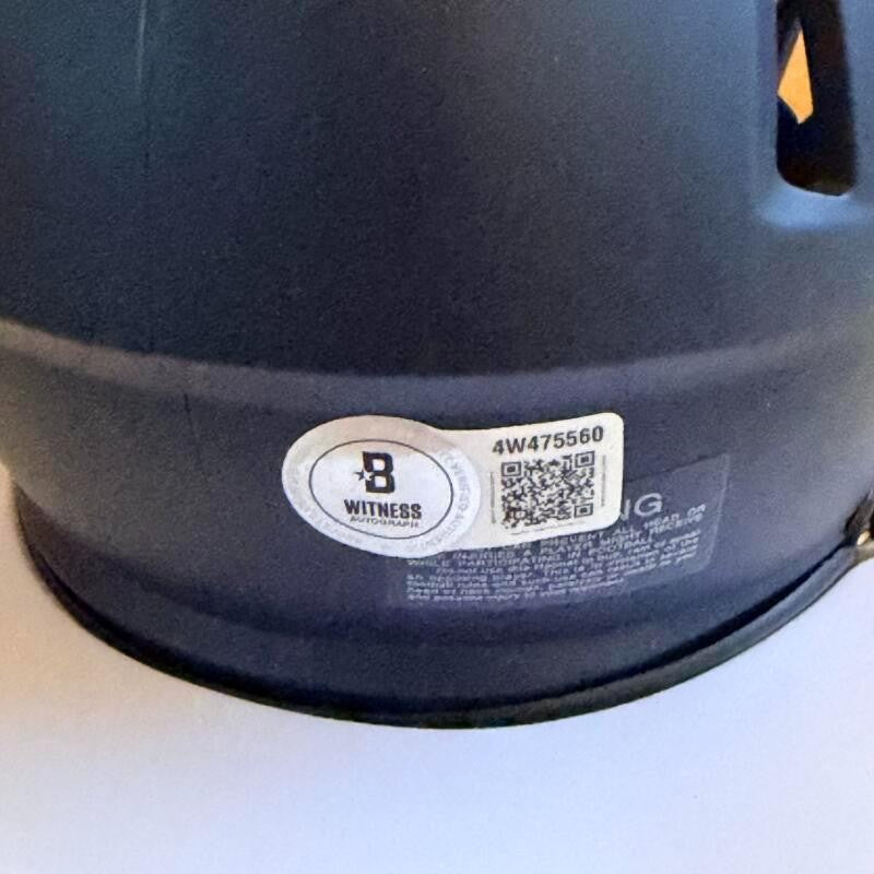 ADAM "PACMAN" JONES WVU SIGNED AQUTO SATIN MINI HELMET BECKETT AUTH