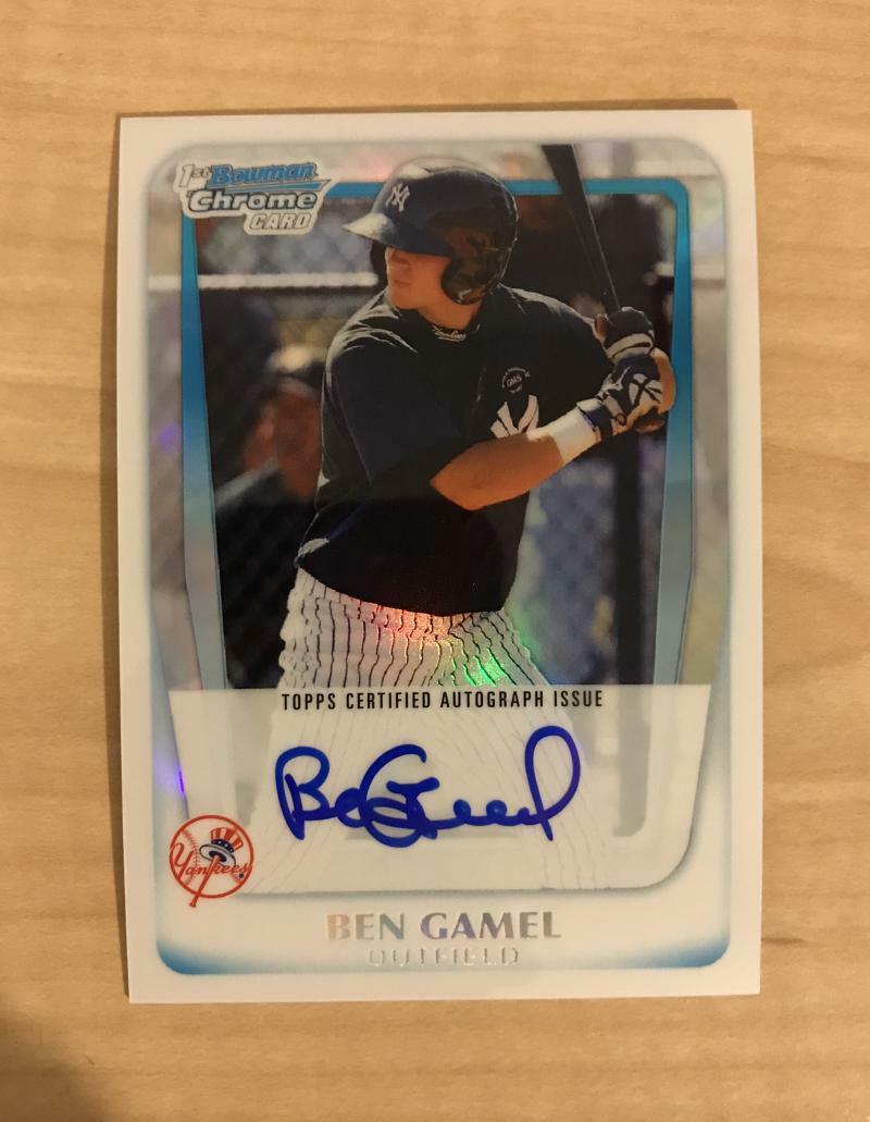 BEN GAMEL NEW YORK YANKEES SIGNED 2011 BOWMAN CHROME CARD #BCP104 W/COA