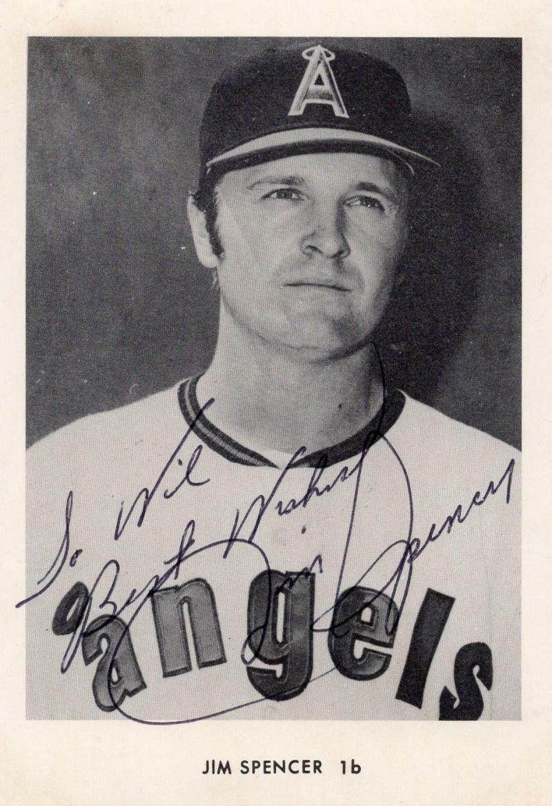 JIM SPENCER PERSONALIZED  CALIFORNIA ANGELS  SIGNED 4X6 POSTCARD W/ COA