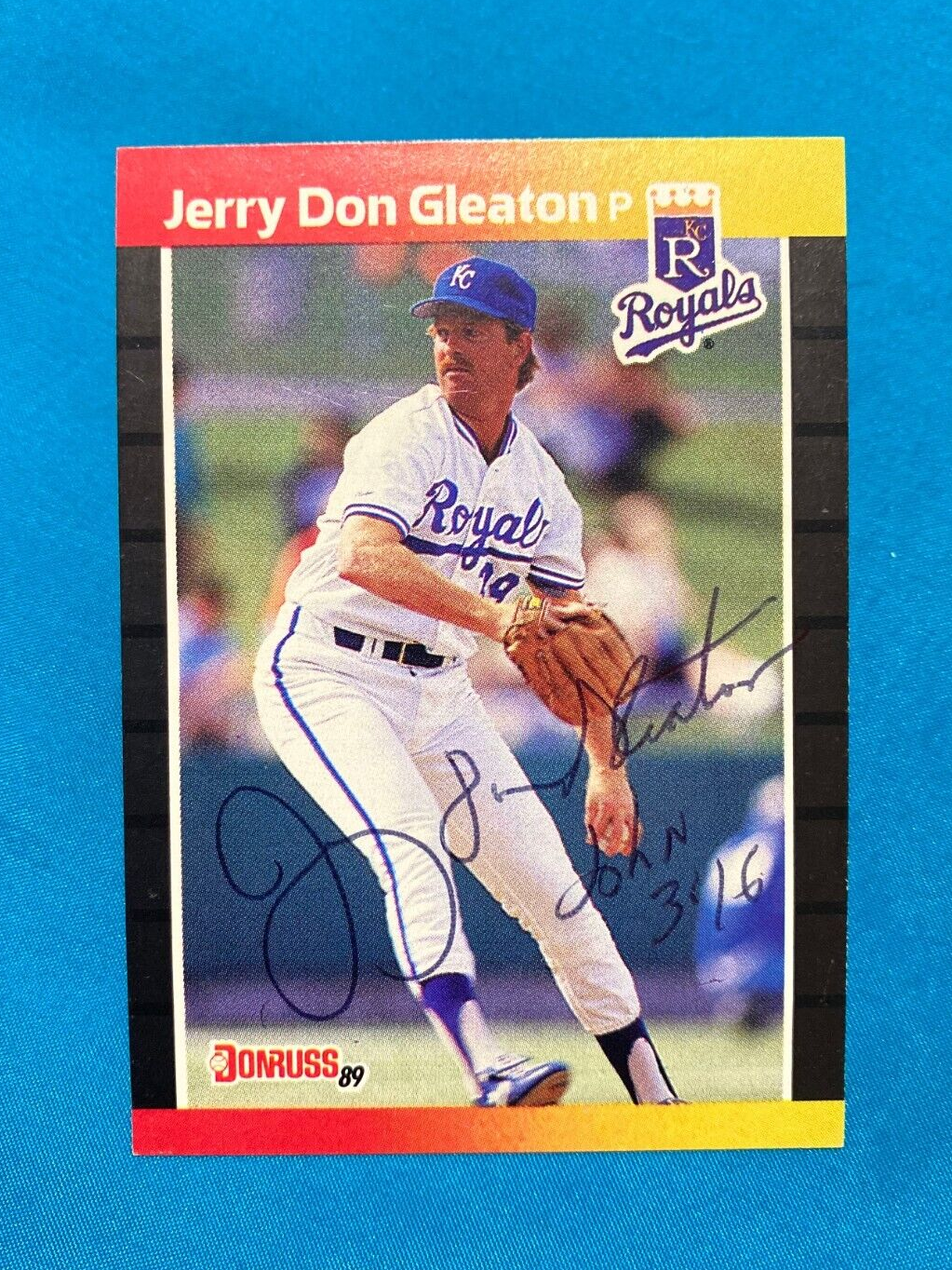 1989 DONRUSS JERRY DON CLEATON KANSAS CITY ROYALS SIGNED AUTO CARD #444 W/COA