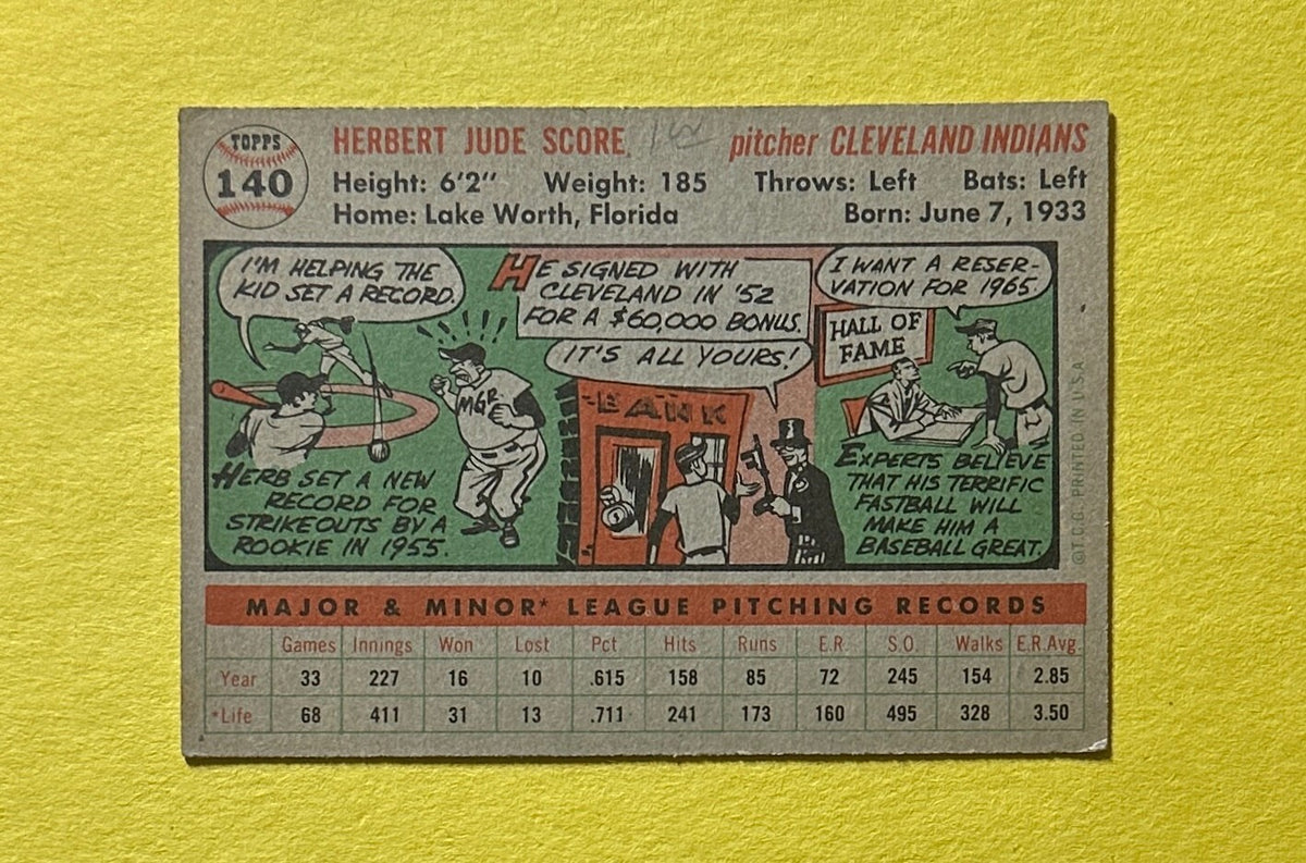 1956 TOPPS HERB SCORE #140 CLEVELAND