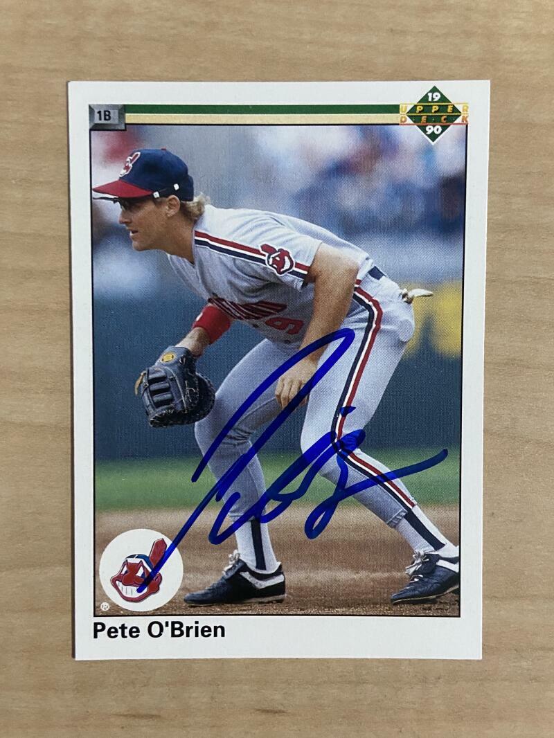 PETE OBRIEN CLEVELAND INDIANS SIGNED 1990 UPPER DECK CARD#110 W/COA