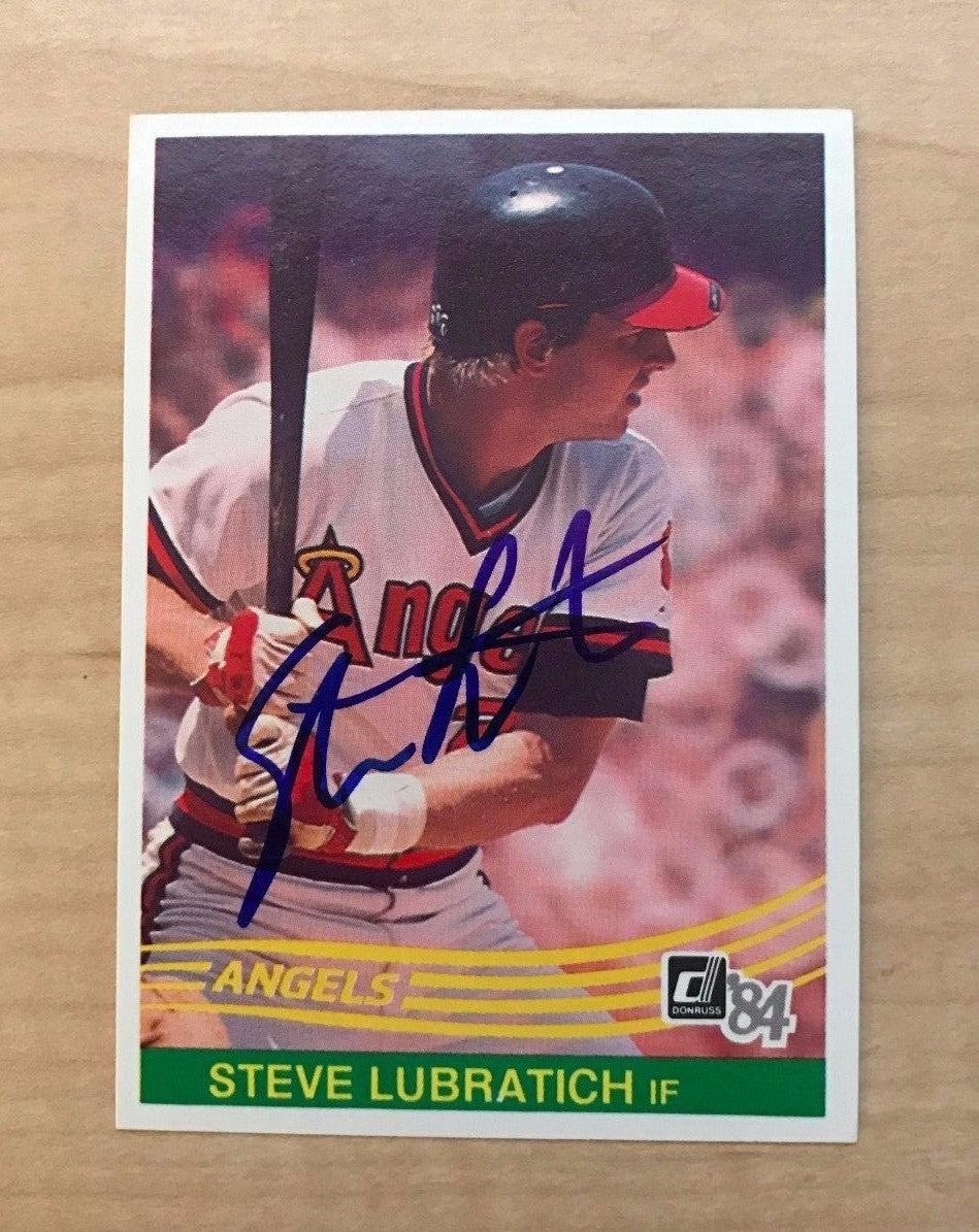 STEVE LUBRATICH CALIFORNIA ANGELS SIGNED AUTOGRAPHED 1984 DONRUSS CARD #377 W/CO