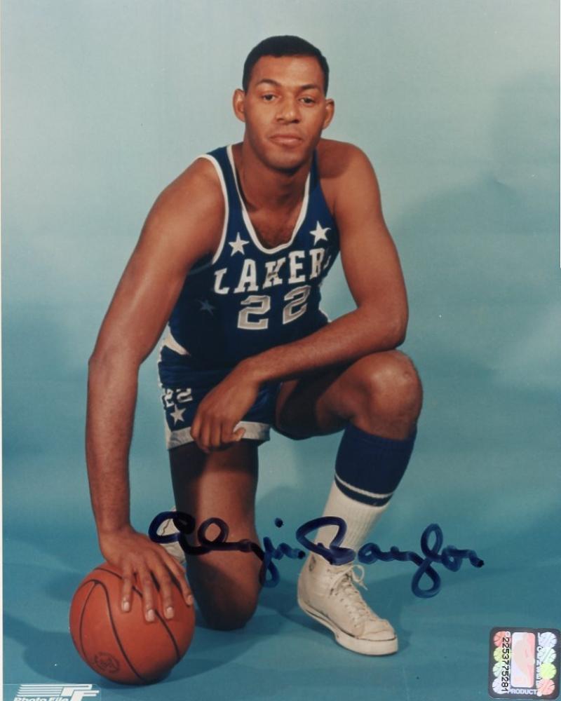 ELGIN BAYLOR LOS ANGELES LAKERS SIGNED 8X10 PHOTO W/COA