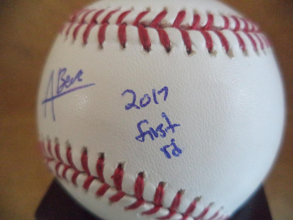 AUSTIN BECK 2017 1ST ROUND A'S SIGNATURE DEBUT SIGNED ML BASEBALL JSA SD38093