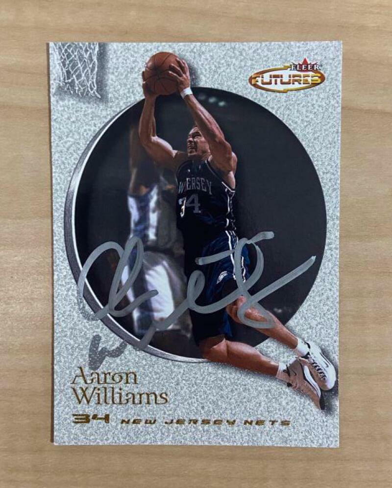 AARON WILLIAMS NEW JERSEY NETS SIGNED AUTOGRAPHED 00-01 FLEER CARD #63 W/COA