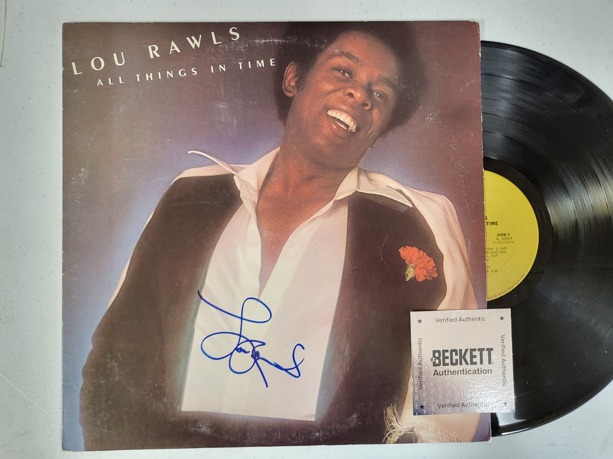 LOU RAWLS ALL THINGS IN TIME SIGNED AUTOGRAPHED RECORD ALBUM BECKETT AUTHENTIC