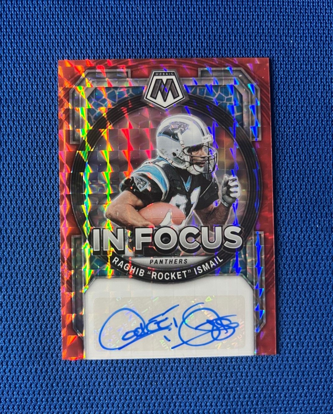 2023 PANINI MOSAIC IN FOCUS RAGHIB ROCKEY ISMAIL CAROLINA PANTHERS AUTO RED /199