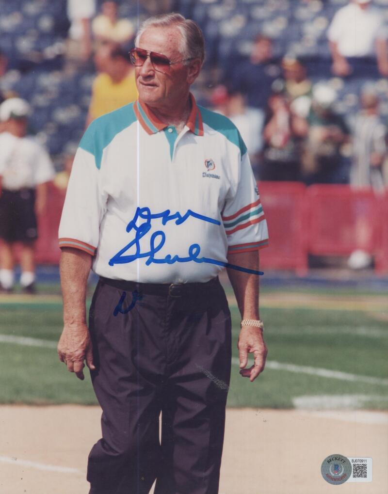 DON SHULA DOLPHINS HEAD COACH SIGNED AUTOGRAPHED 8X10 BECKETT BJ070911