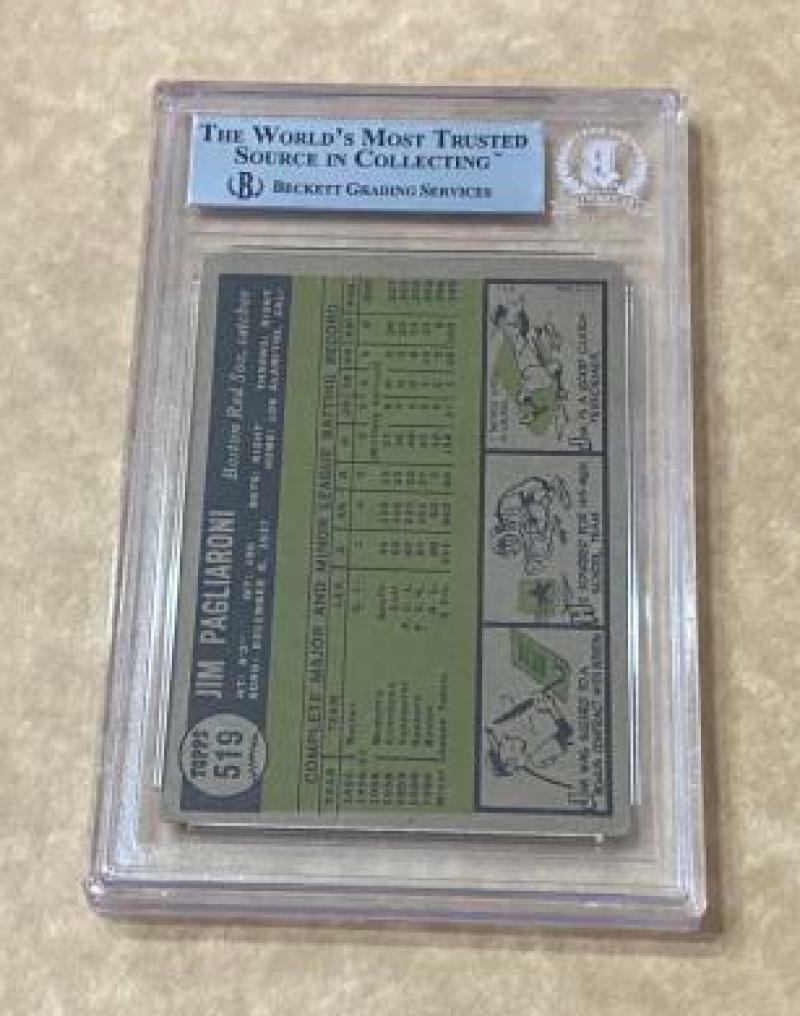 1961 TOPPS JIM PAGLIARONI #519 ROOKIE SIGNED CARD BECKETT AUTHENTIC AUTO