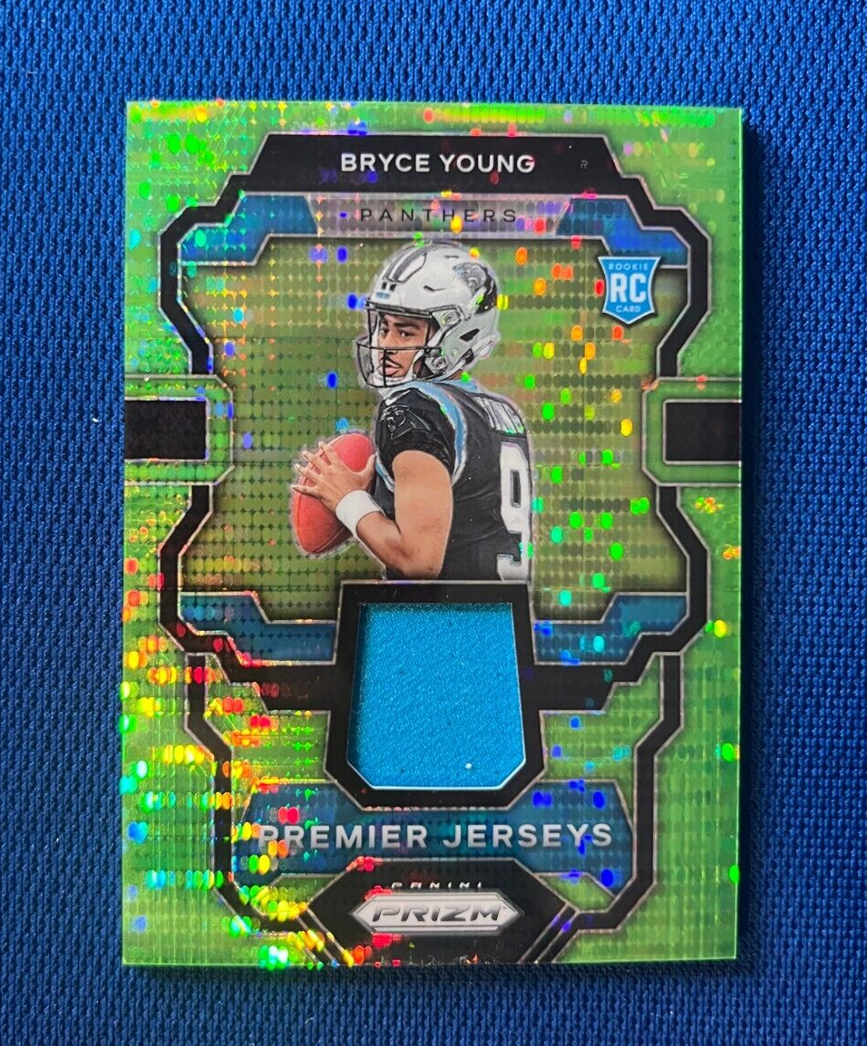 2023 PANINI PRIZM BRYCE YOUNG PANTHERS NEON GREEN PULSAR PRIZM RC JERSEY #PJ-BY