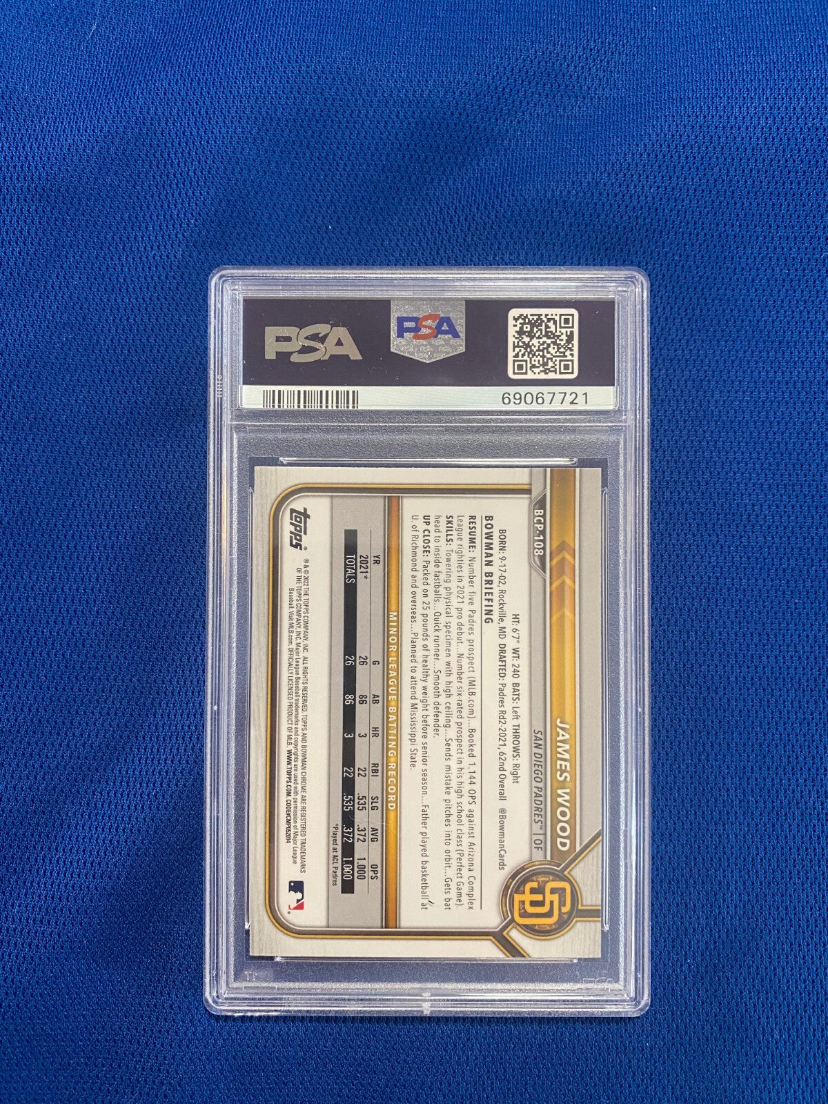 2022 BOWMAN CHROME MEGA BOX JAMES WOOD SAN DIEGO PADRES 1ST BOWMAN PSA 9 MINT