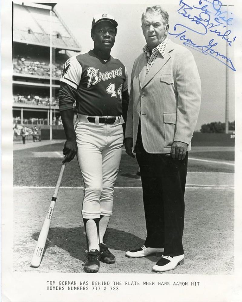 TOM GORMAN NEW YORK GIANTS/UMPIRE DECEASED SIGNED AUTOGRAPHED 8X10 PHOTO W/COA
