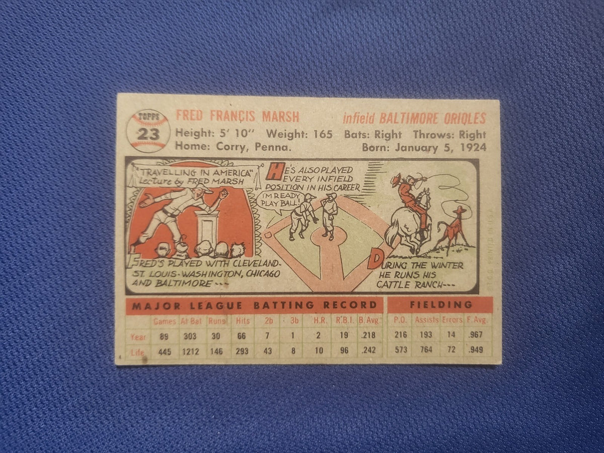 1956 TOPPS FREDDIE MARSH BALTIMORE ORIOLES #23 CARD VINTAGE SET-BREAK