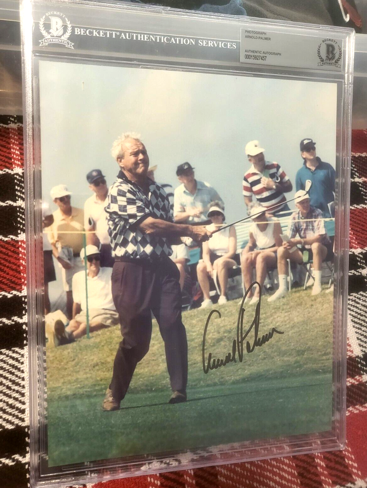 ARNOLD PALMER PGA GOLF LEGEND SIGNED AUTOGRAPHED 8X10 PHOTO BECKETT SLABBED *
