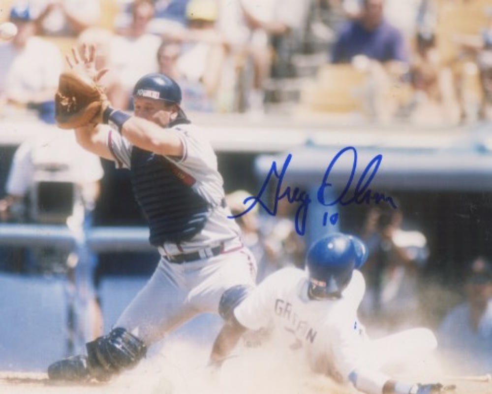 GREG OLSON ATLANTA BRAVES SIGNED 8X10 PHOTO W/COA ACTION