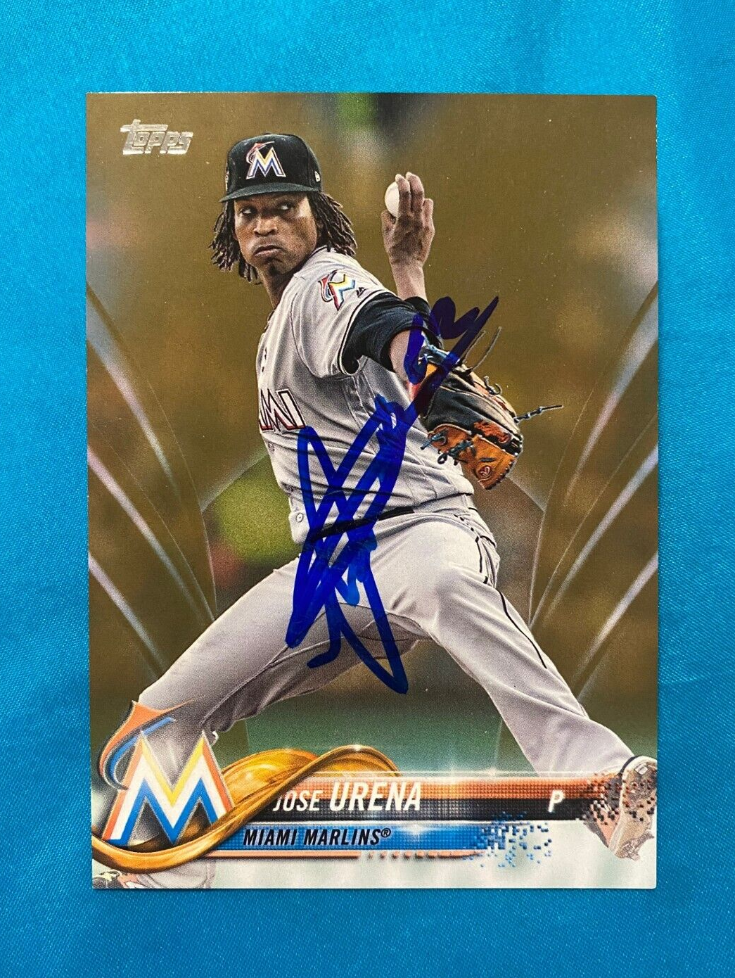 2018 TOPPS JOSE URENA MIAMI MARLINS SIGNED AUTOGRAPHED AUTO CARD #647 W/COA