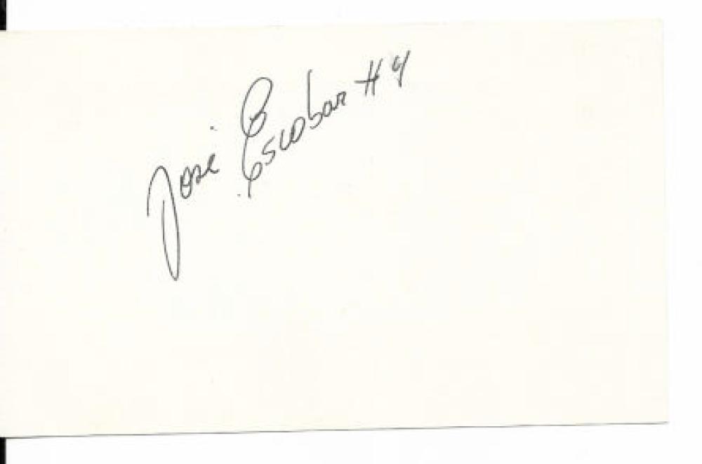 JOSE ESCOBAR CLEVELAND INDIANS/VENEZUELA DEBUT 1991 SIGNED 3X5 CARD W/COA 