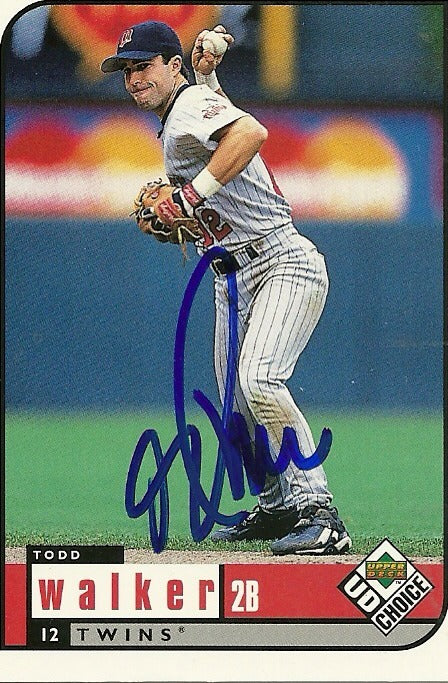 TODD WALKER MINNESOTA TWINS SIGNED AUTOGRAPHED 1999 UPPER DECK CARD #105 W/COA