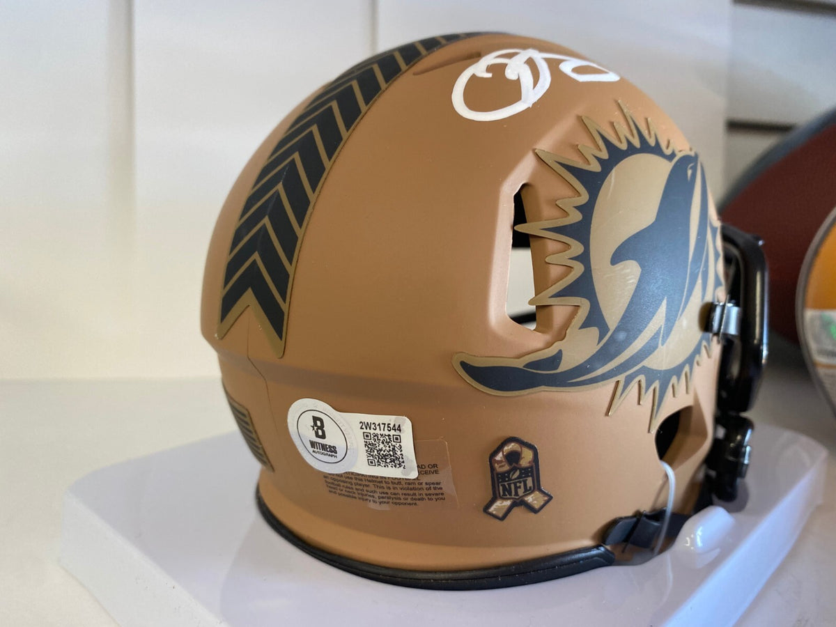 ODELL BECKHAM JR MIAMI DOLPHINS SIGNED AUTOGRAPH CAMO MINI HELMET BECKETT BAS *