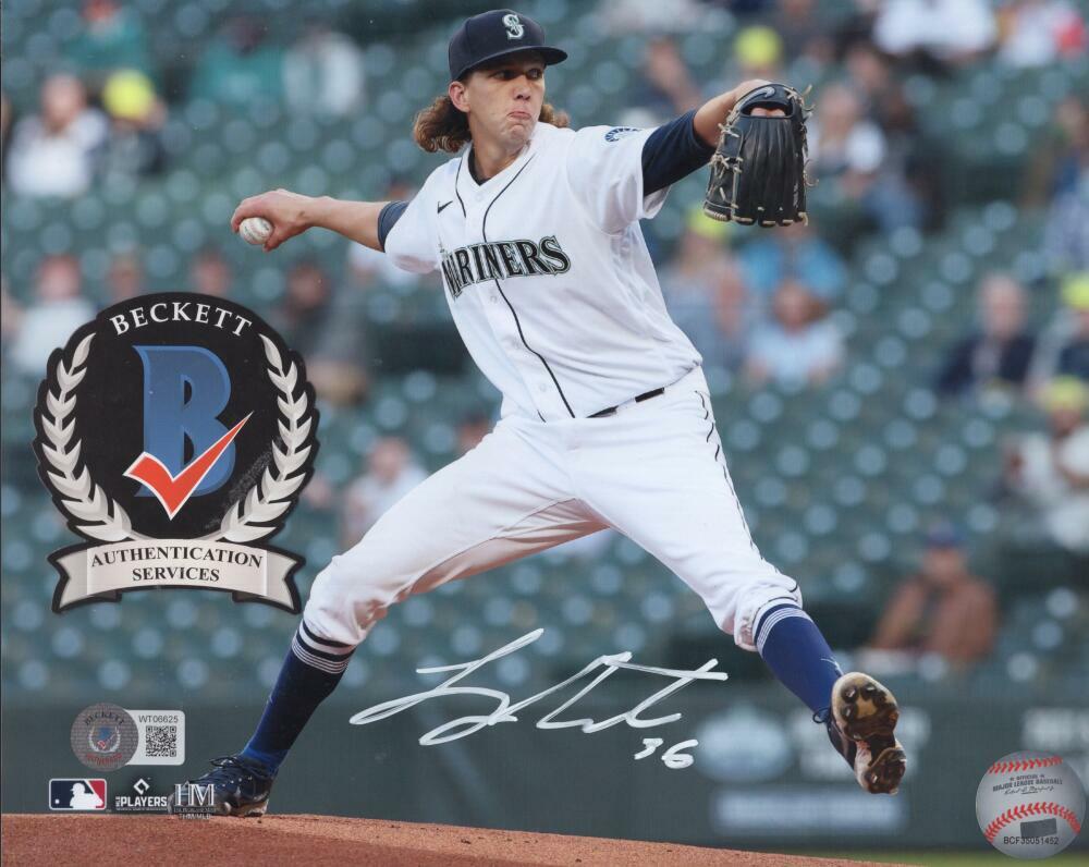 LOGAN GILBERT SEATTLE MARINERS SIGNED  8X10 PHOTO BECKETT WITNESS WT06625