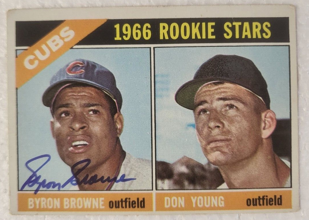 1966 TOPPS BYRON BROWNE CUBS ROOKIE STARS SIGNED AUTO AUTOGRAPH CARD #139 W/COA